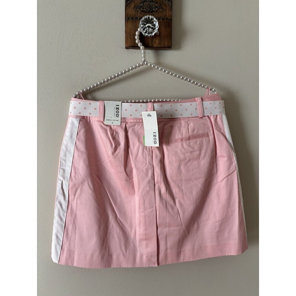 NWT Izod Golf Womens Size 8 Pink Golf Skirt Skort Polka Dot Belt - Picture 4 of 8